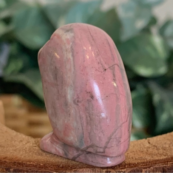 Rhodonite Carved Owl Figurine Gemstone Bird Carving Chubby Stone Animal Pet 1.5" - Picture 4 of 10